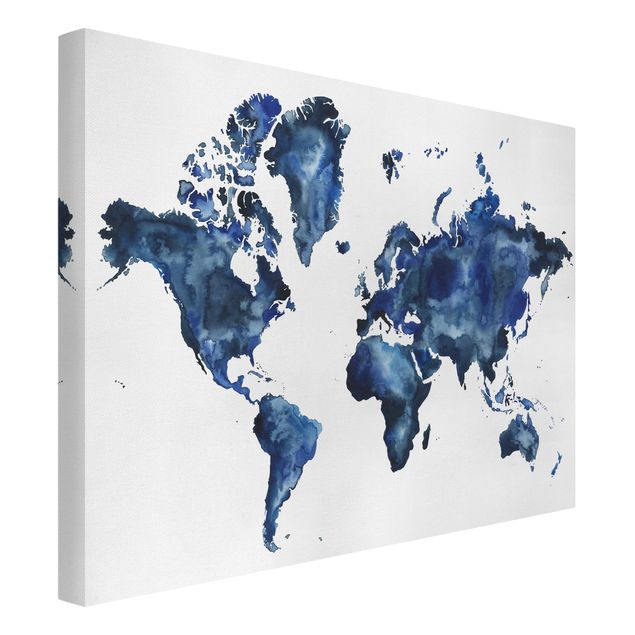 Modern art prints Water World Map Light