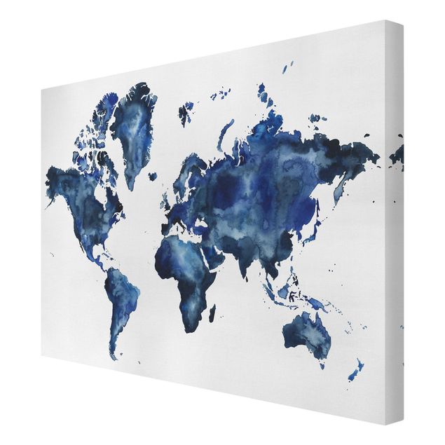 Prints Water World Map Light