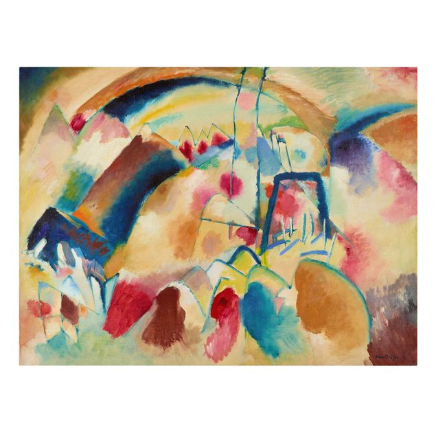 Canvas art prints Wassily Kandinsky - Landscape With Church (Landscape With Red Spotsi)