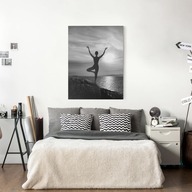 Landscape canvas prints Yoga white black