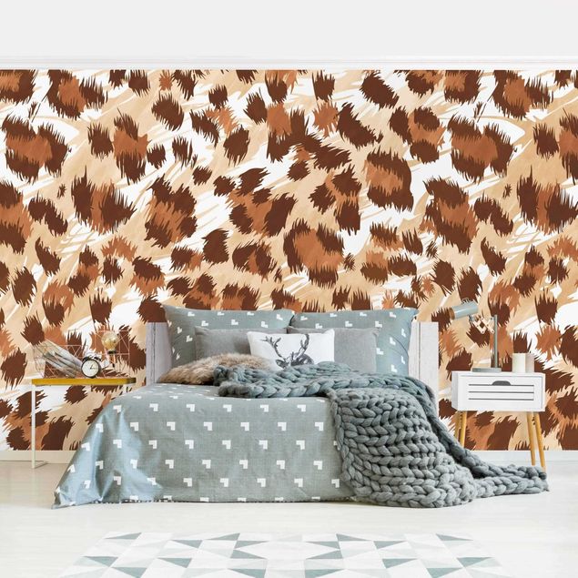 Contemporary wallpaper Watercolour Leo-Print In Shades Of Brown
