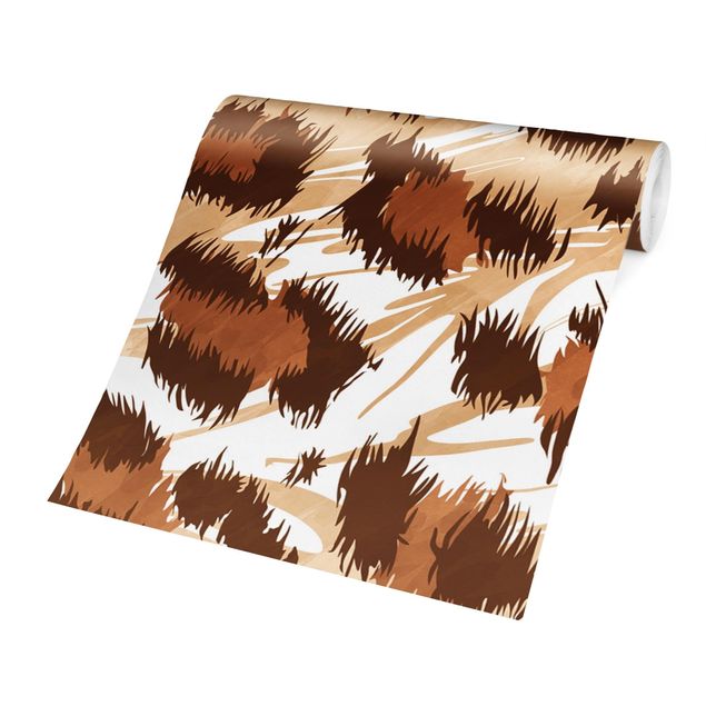 Wallpapers patterns Watercolour Leo-Print In Shades Of Brown