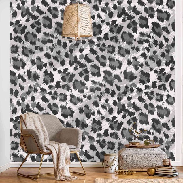 Wallpapers animals Leopard Print With Watercolour Pattern In Grey