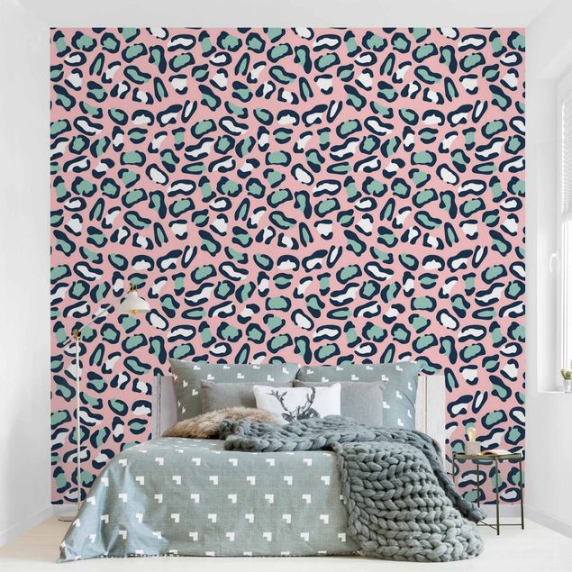 Kitchen Leopard Pattern In Pastel Pink And Blue