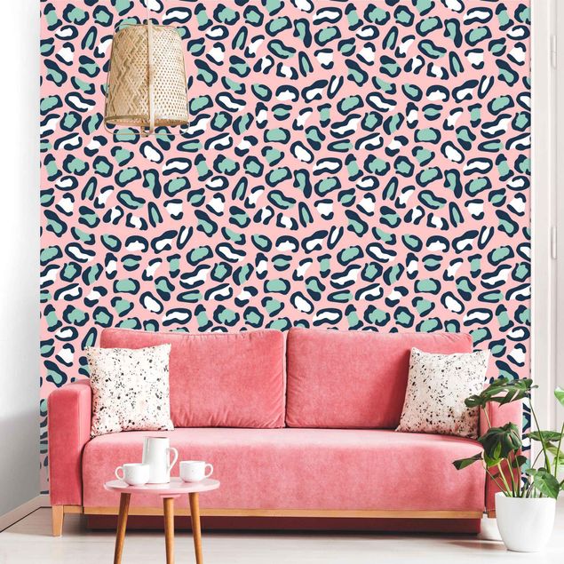 Wallpapers cat Leopard Pattern In Pastel Pink And Blue