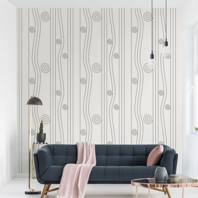 Horizontal striped wallpaper Ligne Blanche