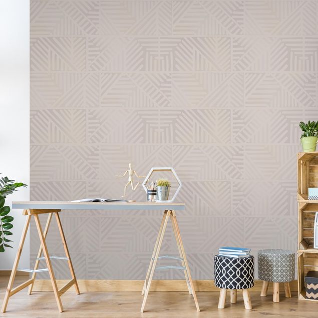 Wallpapers patterns Line Pattern Stamp In Taupe