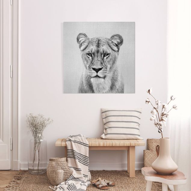 Canvas lion Lioness Lisa Black And White