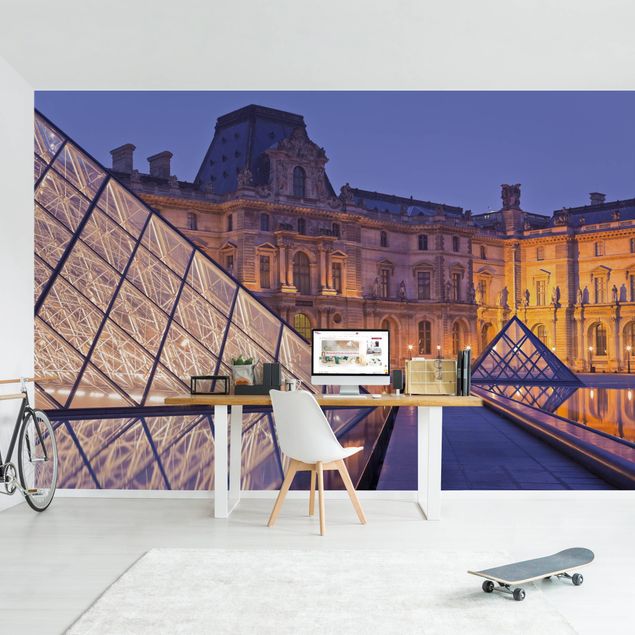 Modern wallpaper designs Louvre Paris At Night