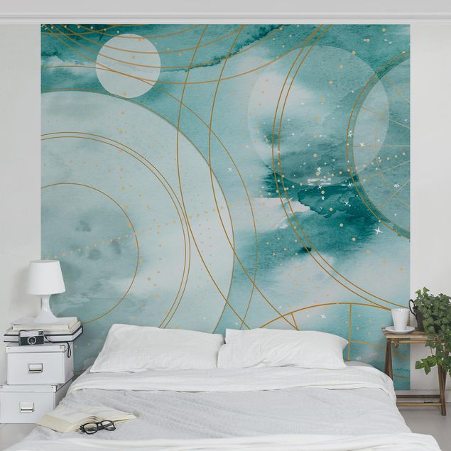 Geometric shapes wallpaper Magic Golden Starry Sky II