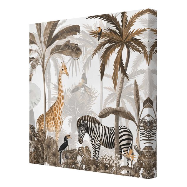 Giraffe canvas art Majestic animal world in the jungle sepia