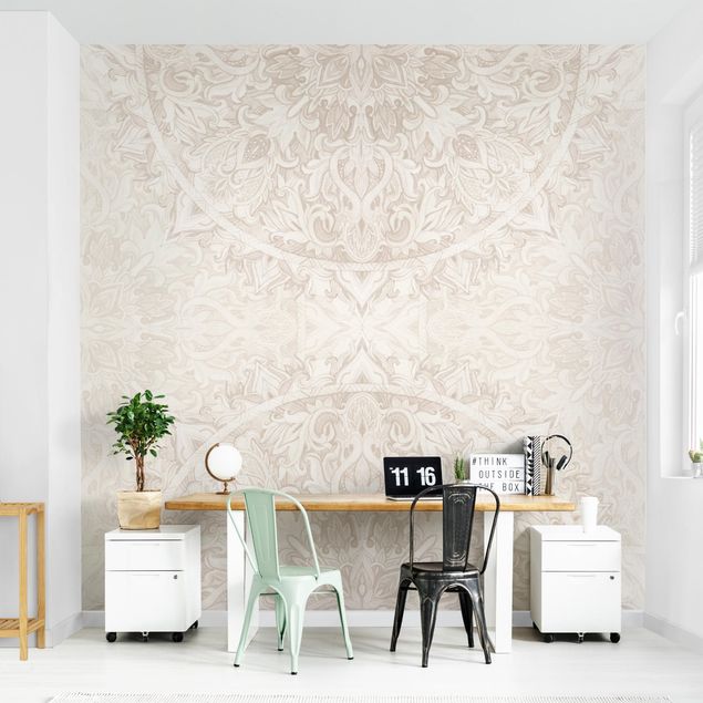 Modern wallpaper designs Mandala Watercolour Ornament Pattern Beige