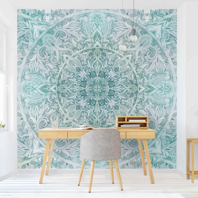 Wallpapers patterns Mandala Watercolour Ornament Pattern Turquoise