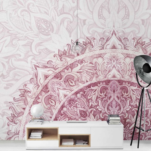 Modern wallpaper designs Mandala Watercolour Ornament Red