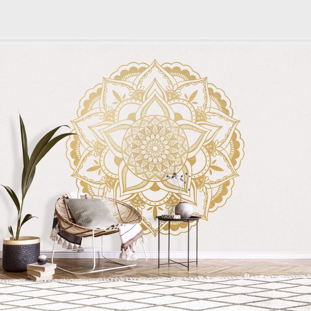 Wallpapers gold and silver Mandala Flower Gold White