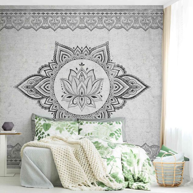 Modern wallpaper designs Mandala Lotus Concrete Look