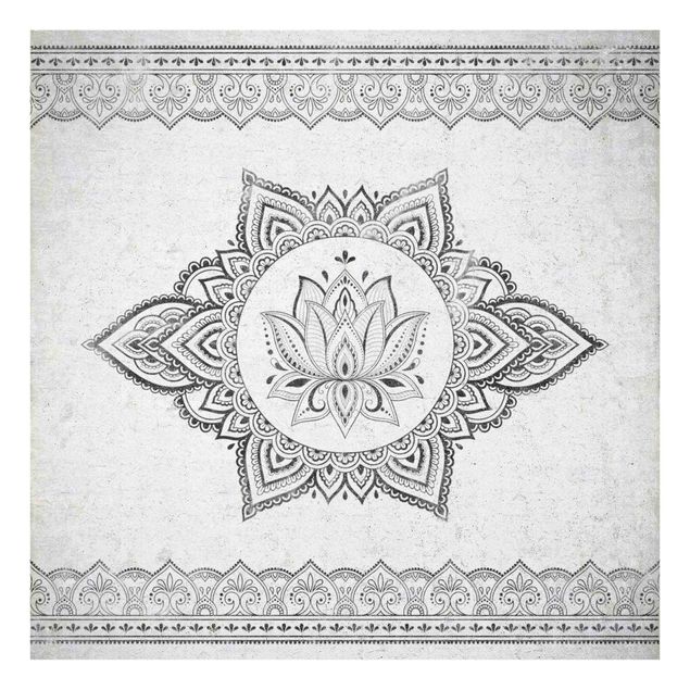 Grey canvas art Mandala Lotus Concrete Look
