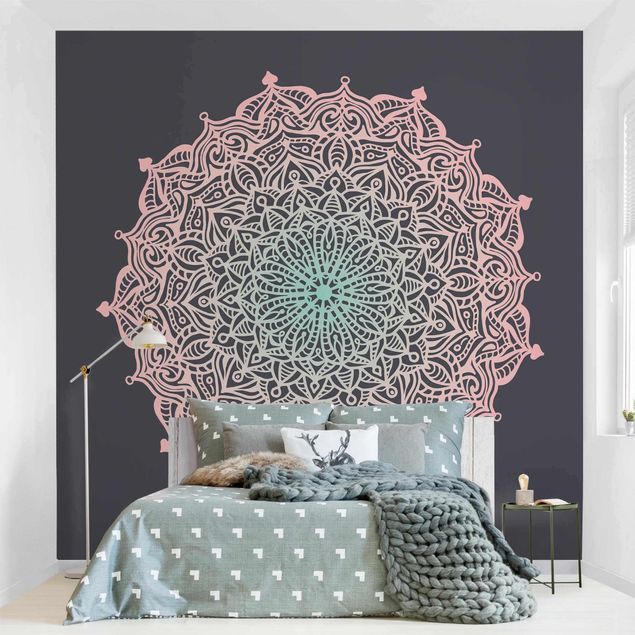 Wallpapers modern Mandala Ornament In Rose And Blue
