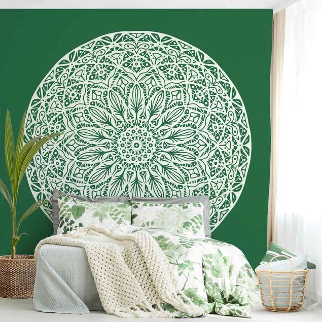 Wallpapers ornaments Mandala Ornament Green Backdrop