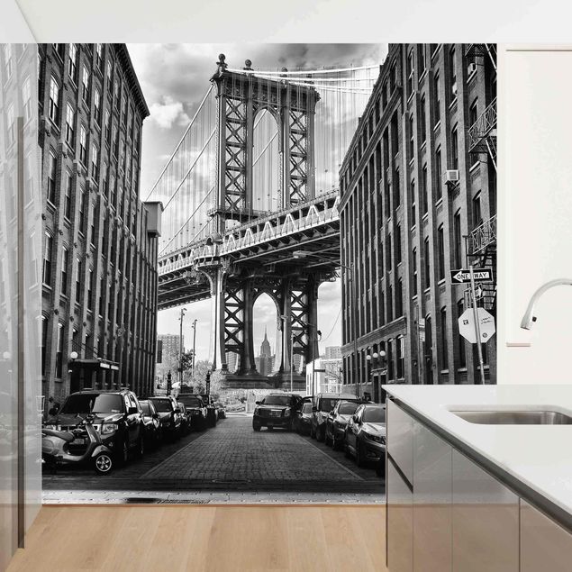 Black and white aesthetic wallpaper Manhattan Bridge In America