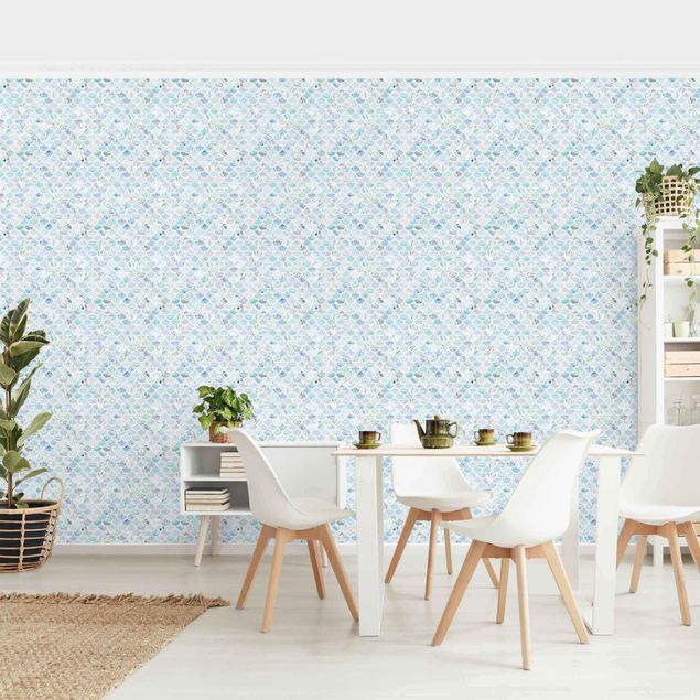 Contemporary wallpaper Marble Pattern Sea Blue