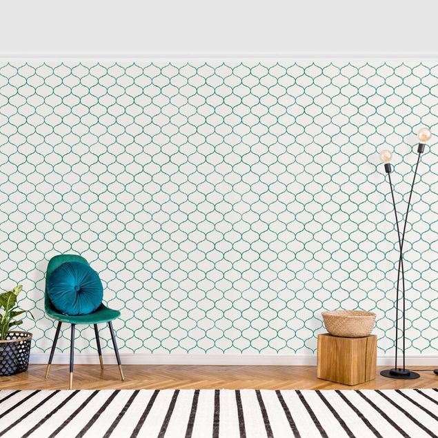 Geometric shapes wallpaper Moroccan Watercolour Line Pattern