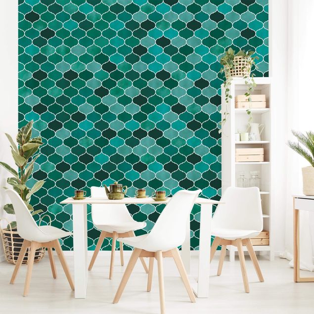 Geometric shapes wallpaper Moroccan Watercolour Pattern