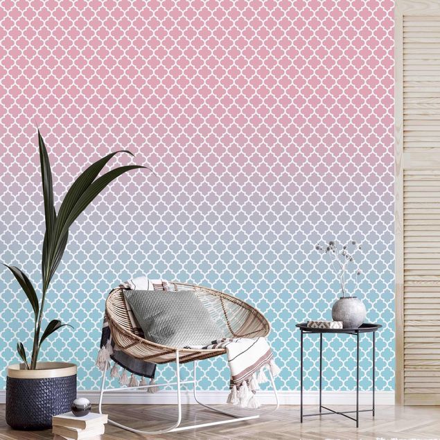 Geometric pattern wallpaper Moroccan Pattern With Gradient In Pink Blue