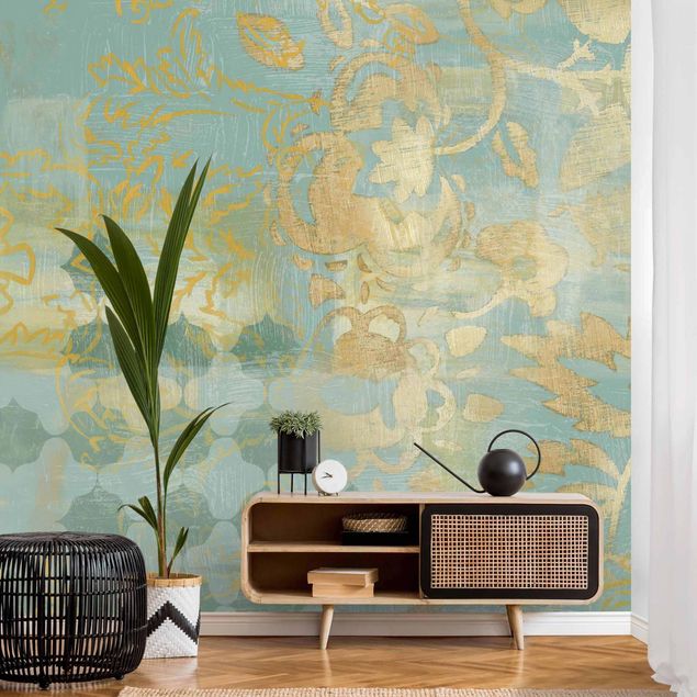 Wallpapers ornaments Moroccan Collage In Gold And Turquoise II