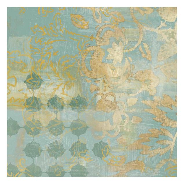 Peel and stick wallpaper Moroccan Collage In Gold And Turquoise II