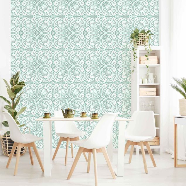 Wallpapers geometric Moroccan XXL Tile Pattern In Turquoise