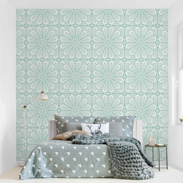 Wallpapers modern Moroccan XXL Tile Pattern In Turquoise