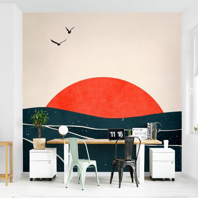 Wallpapers animals Ocean In Front Of Red Sun