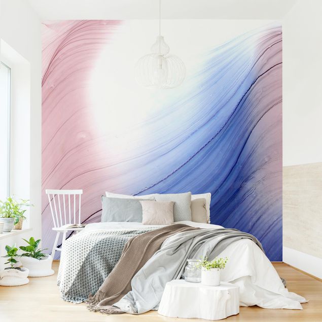 Modern wallpaper designs Mottled Colours Blue With Light Pink