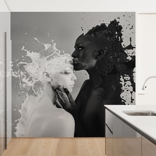 Black white wallpaper Milk & Coffee Kiss Black