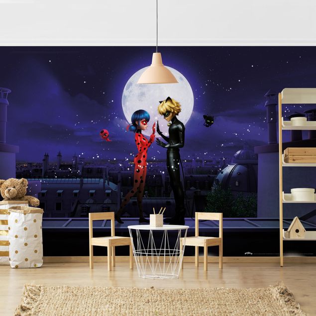 Contemporary wallpaper Miraculous Ladybug And Cat Noir In The Moonlight
