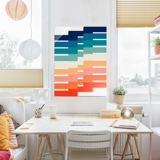 Abstract canvas wall art Modern Rainbow Geometry