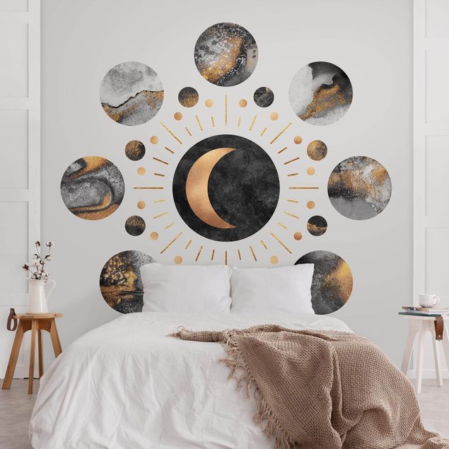 Contemporary wallpaper Moon Phases Abstract Gold