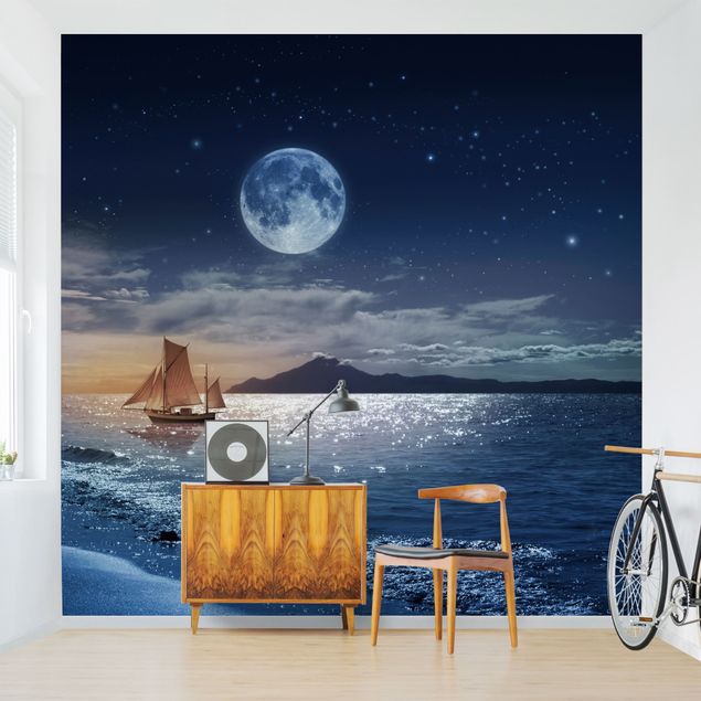 Wallpapers coast Moon Night Sea