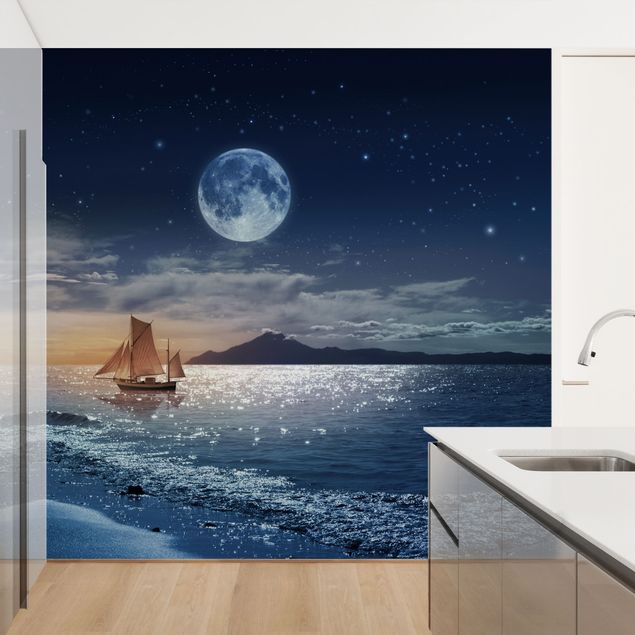 Wallpaper beach Moon Night Sea