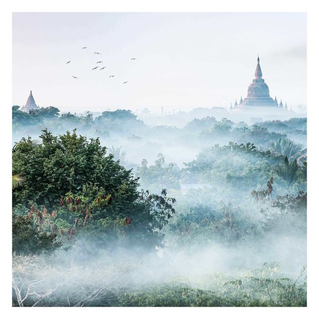 Peel and stick wallpaper Morning Fog Over The Jungle Of Bagan