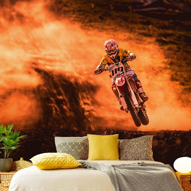 Orange colour wallpaper Motocross In The Dust