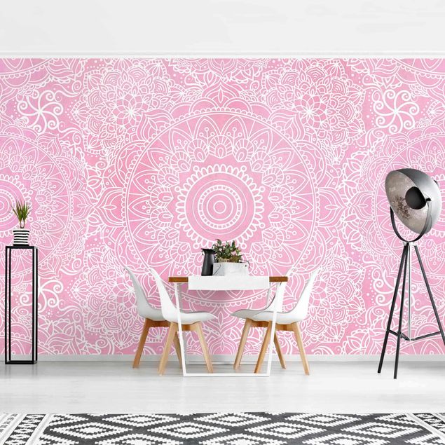 Geometric pattern wallpaper Pattern Mandala Light Pink
