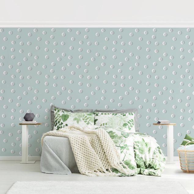 Contemporary wallpaper Pattern With Dots And Circles On Bluish Grey