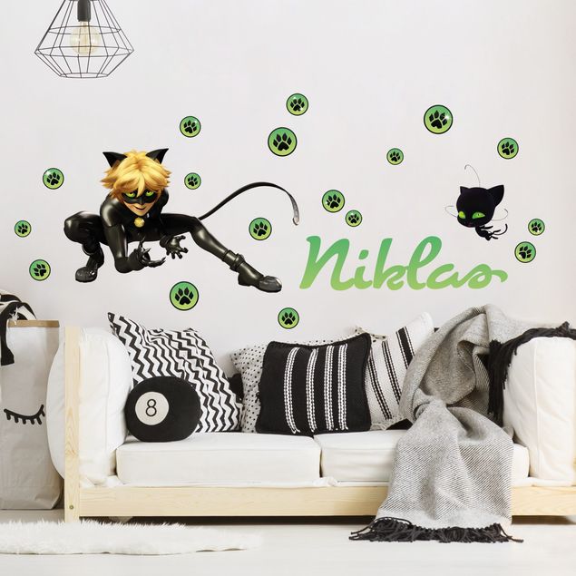 Nursery decoration Miraculous Cat Noir Customised Name