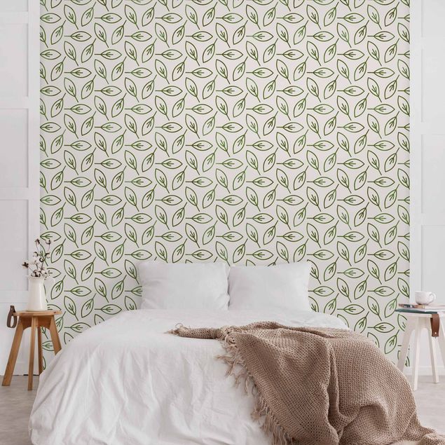 Modern wallpaper designs Natural Pattern Leaf Lines In Green