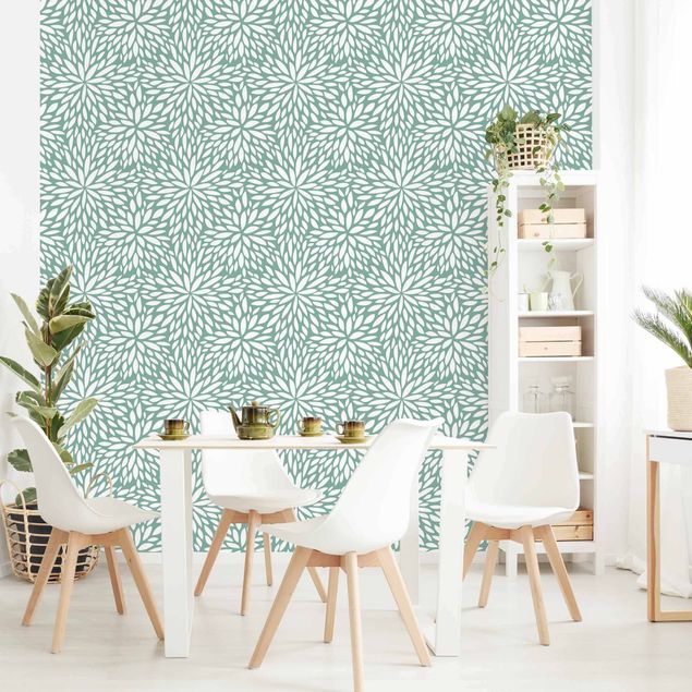 Wallpapers modern Natural Pattern Flowers In Mint