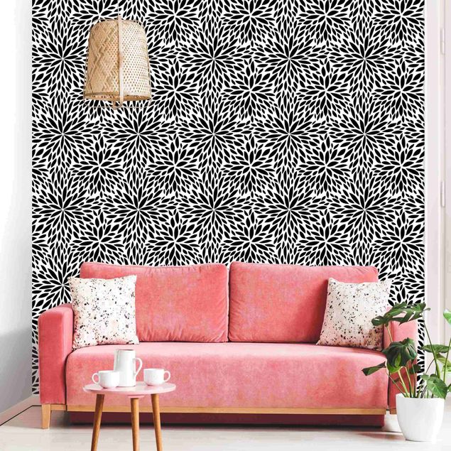 Wallpapers modern Natural Pattern Flowers In Black