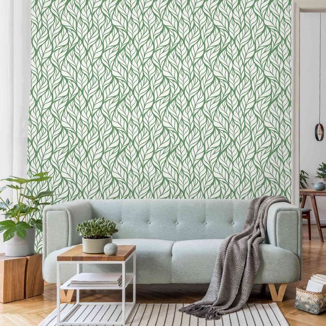 Wallpapers modern Natural Pattern Large Leaves On Green