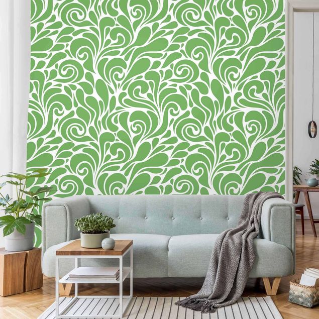 Wallpapers modern Natural Pattern With Loops In Front Of Green